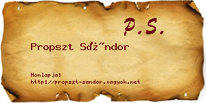 Propszt Sándor névjegykártya