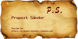 Propszt Sándor névjegykártya