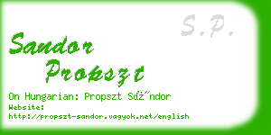 sandor propszt business card